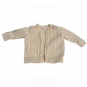 Ralph Lauren Baby Girls Mini Cable-Knit Off White/Neutral Cardigan 6M